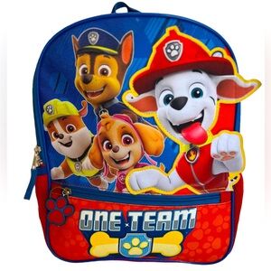 Multicolored Backpack Featuring Paw Patrol Characters with Two Zippered Sections